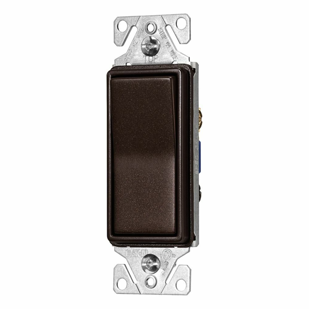 Eaton decorator switch, 15A, 120/277V, Back push wiring, Oil rubbed bronze, 3-way 752810