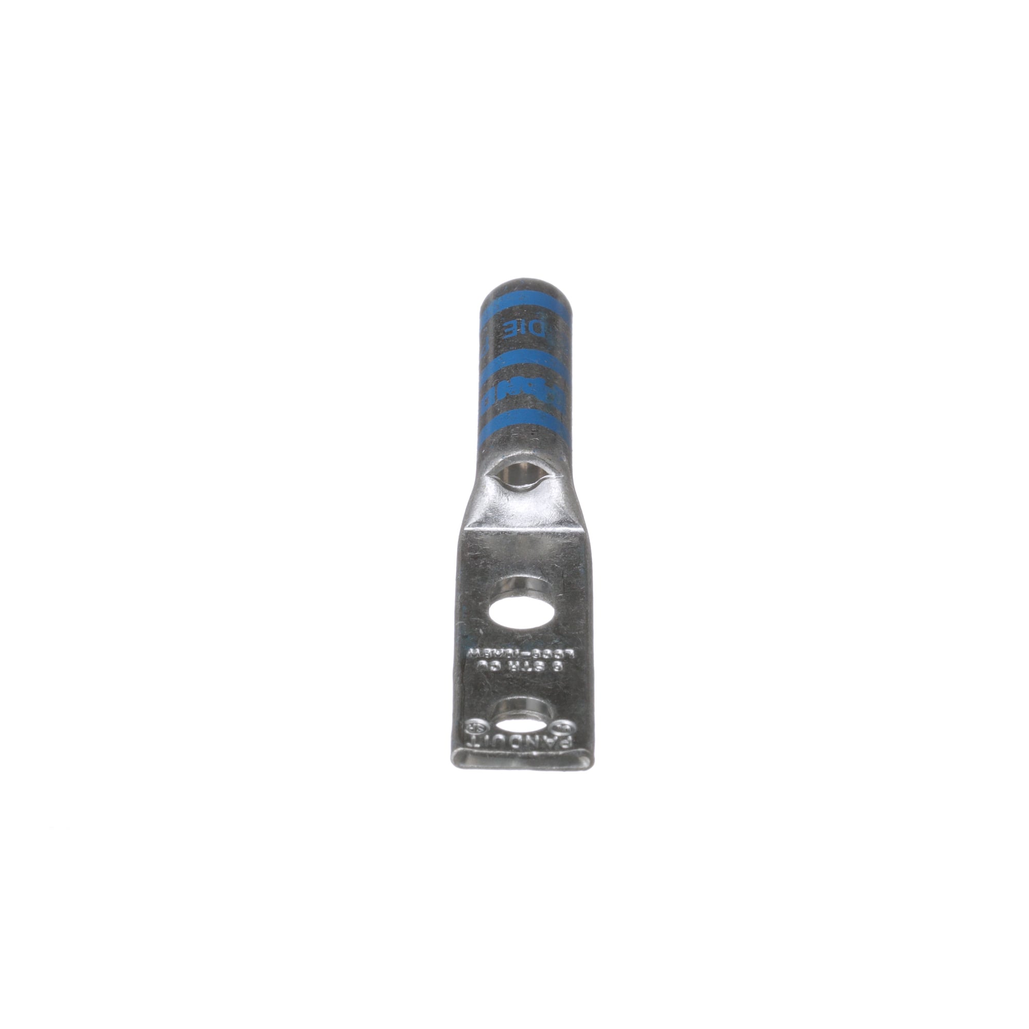 LCC6-10ABW-L Pan-Lug 2-Hole Compression Connector Lug, 6 AWG Flexible/Stranded Copper Conductor, Die Code: P24, 0.19 in Stud, Tin Plated Copper