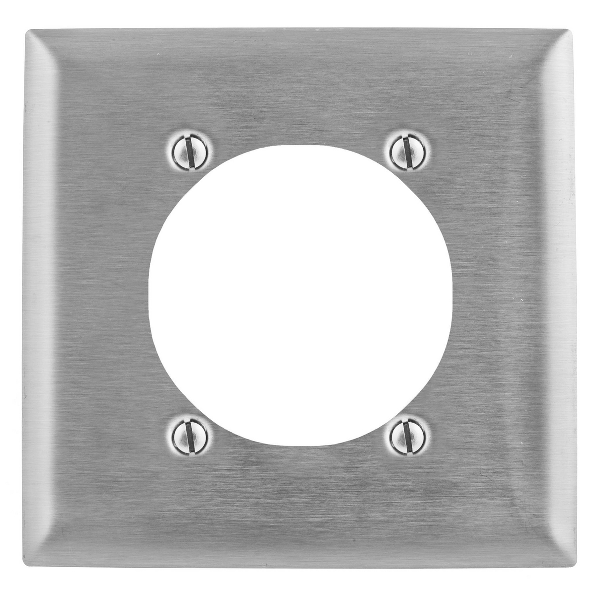 SS716 Standard Receptacle Wall Plate, 2 Gangs, 4.6 in W x 4.5 in H, 302/304 Stainless Steel, Metallic