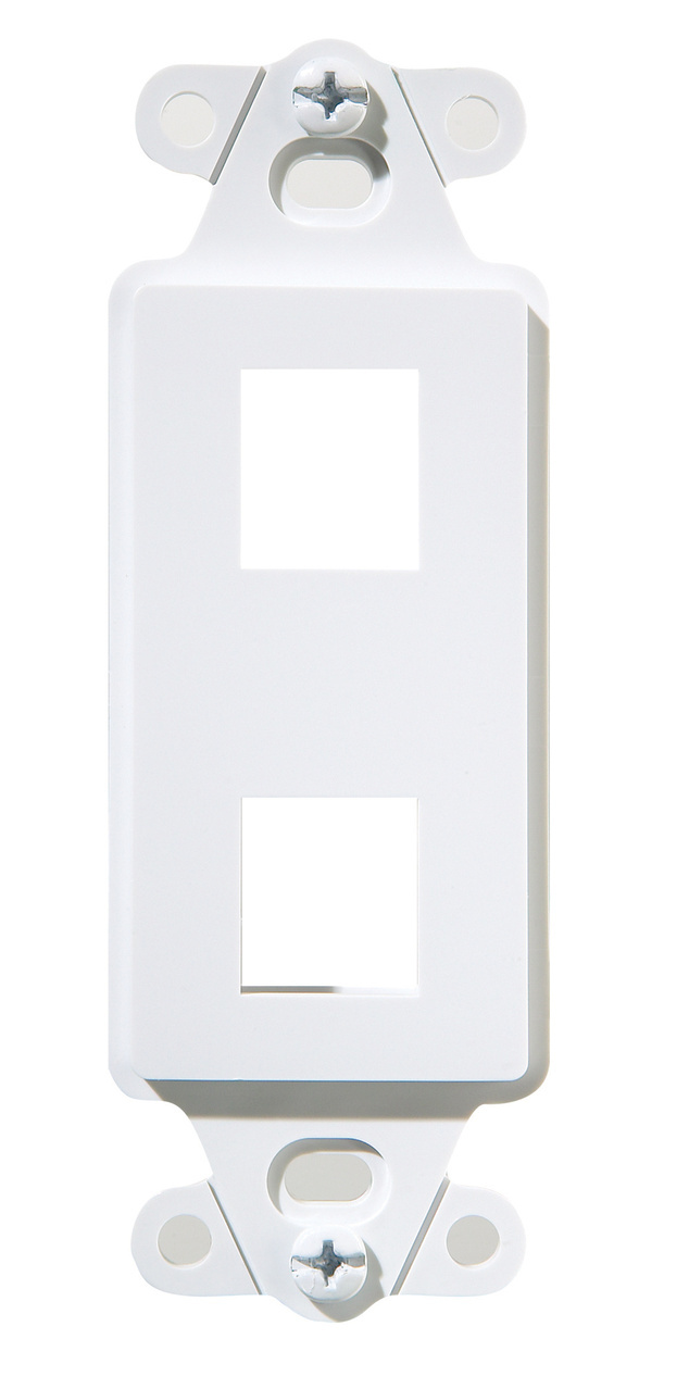 WP3412WH 2-Port Decorator Outlet Strap, For Use With Decorator-Style Faceplate, Plastic, White