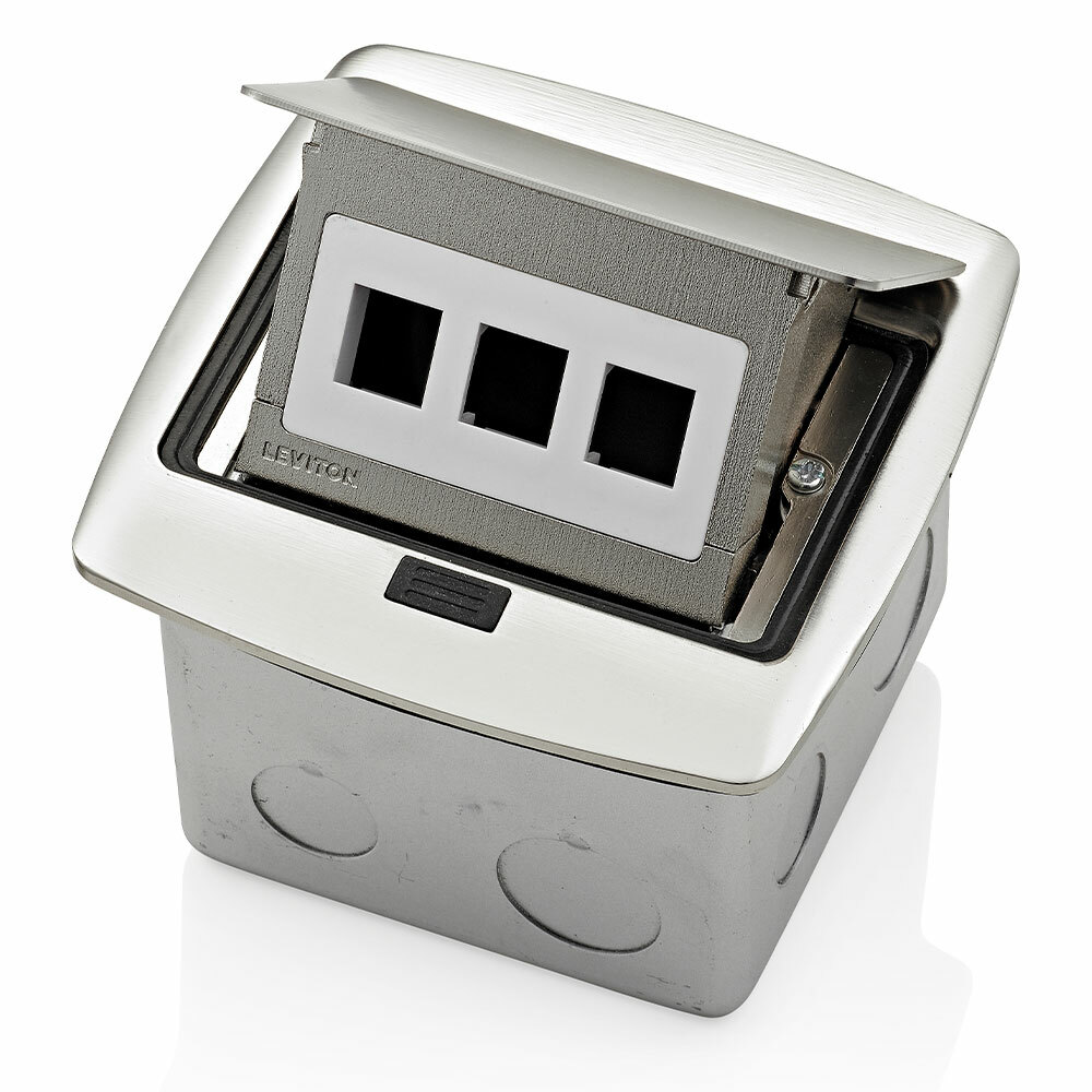 PFQP3-BN Pop-Up Floor Box With 3-Port QuickPort Insert, Steel