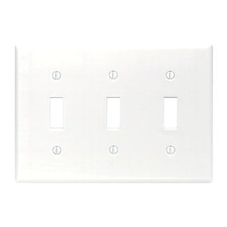 88011 Standard Size Wall Plate, 3 Gangs, 6.37 in W x 4.5 in H, Thermoset, White