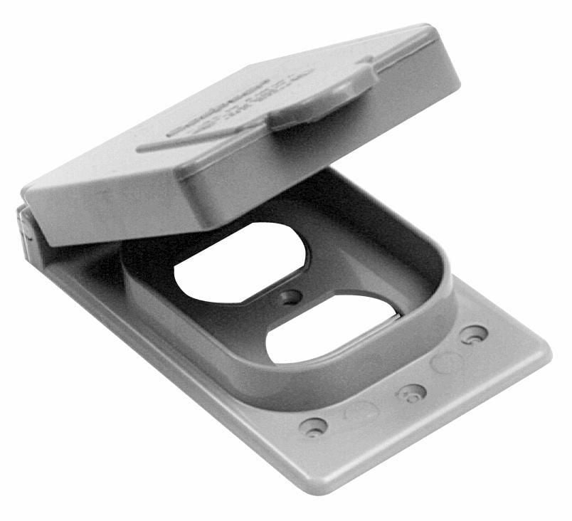 078901 F Series Weatherproof Electric Box Cover, 4.9 in L x 2.85 in W x 0.63 in D, Duplex Receptacle Cover, PVC