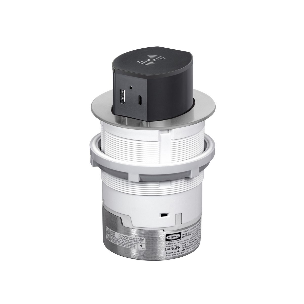 RCT620ALU RCT Receptacle Straight Blade Devices, 125 V, 20 A, 2 Poles, 3 Wires, Aluminum