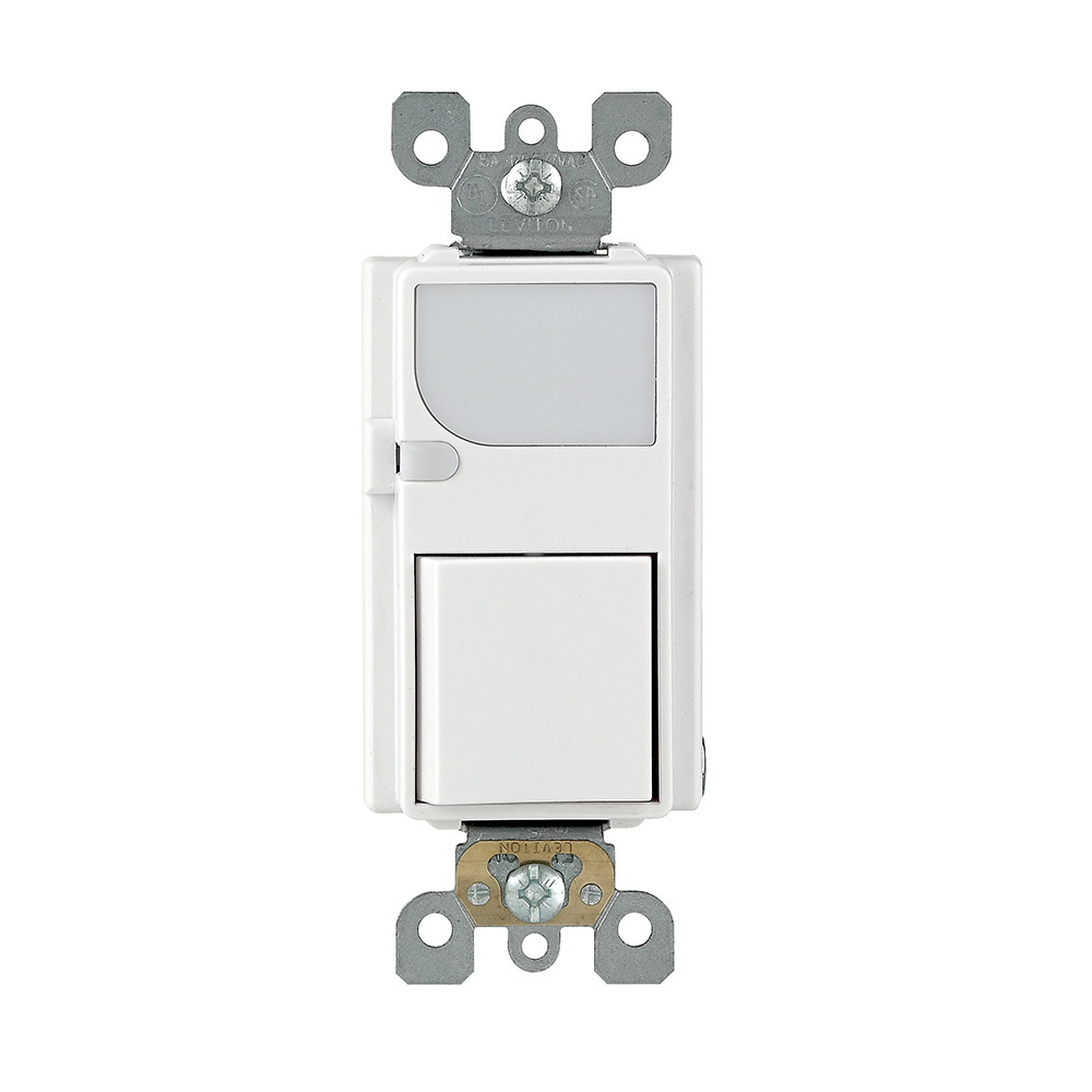 6526-W Decora Combination Switch With LED Guide Light, 15 A, 120 V AC, 1 Poles