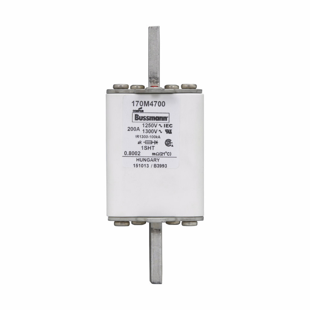 170M4700 Semi-Conductor High Speed Fuse, 200 A, 1.25 kV, 100 kA Interrupt, Class: aR, Square Body