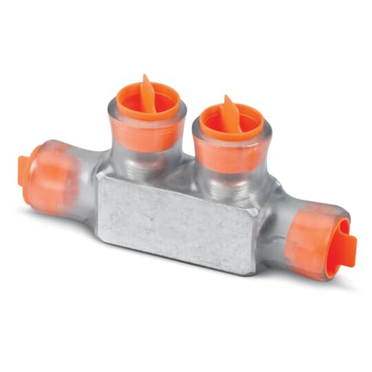CSR-250 Homac 1-Way 2-Outlet Encapsulated Threaded Mount Multi-Tap Splice, 6 AWG to 250 kcmil Aluminum Conductor, 3/8 in Hex Screw Installation, Aluminum