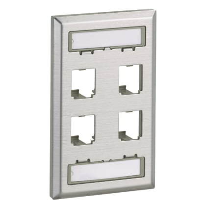 Mini-Com Stainless Steel Faceplate, 4 Port