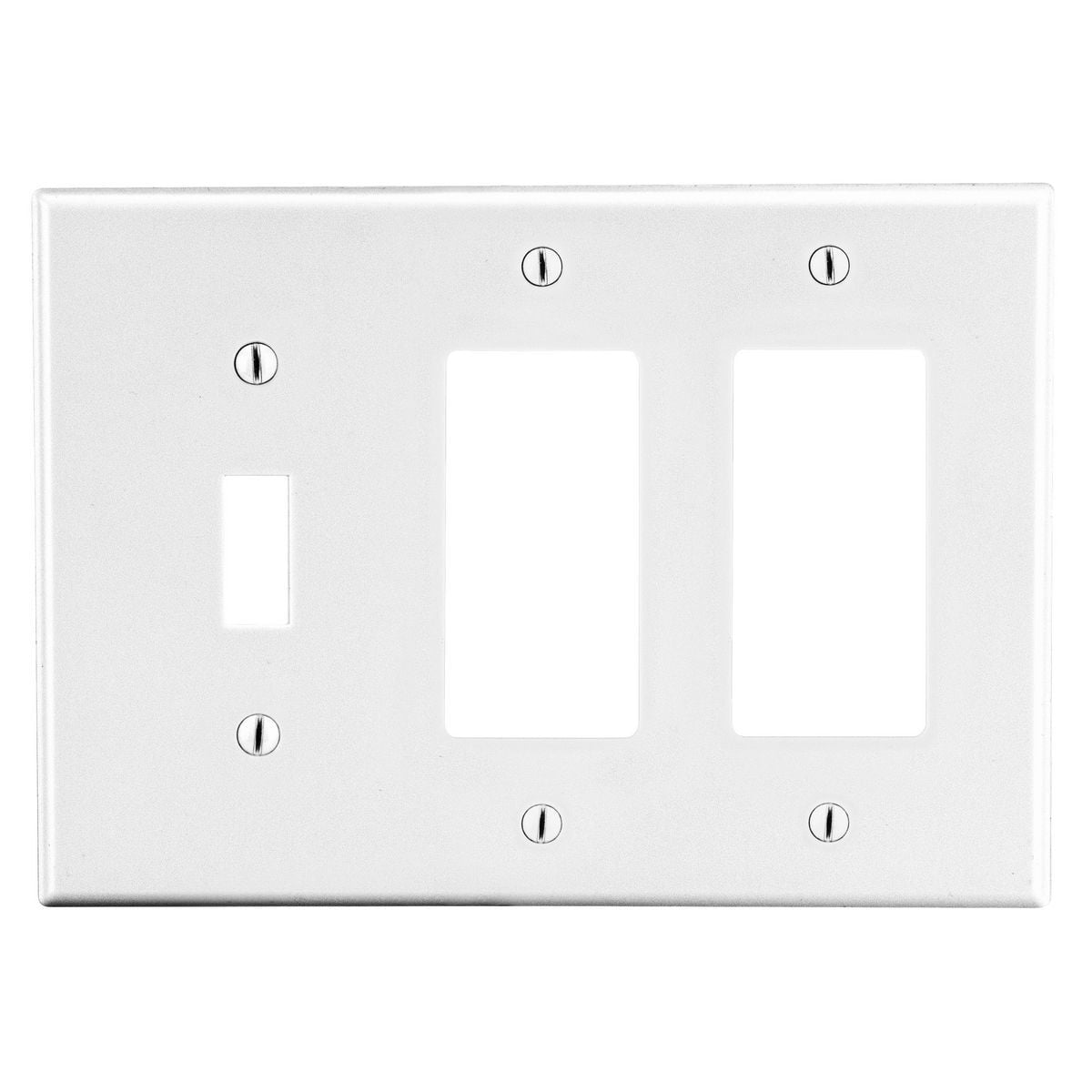 P1262W Standard Wall Plate, 3 Gangs, 6.5 in W x 4.63 in H, Polycarbonate Thermoplastic, White
