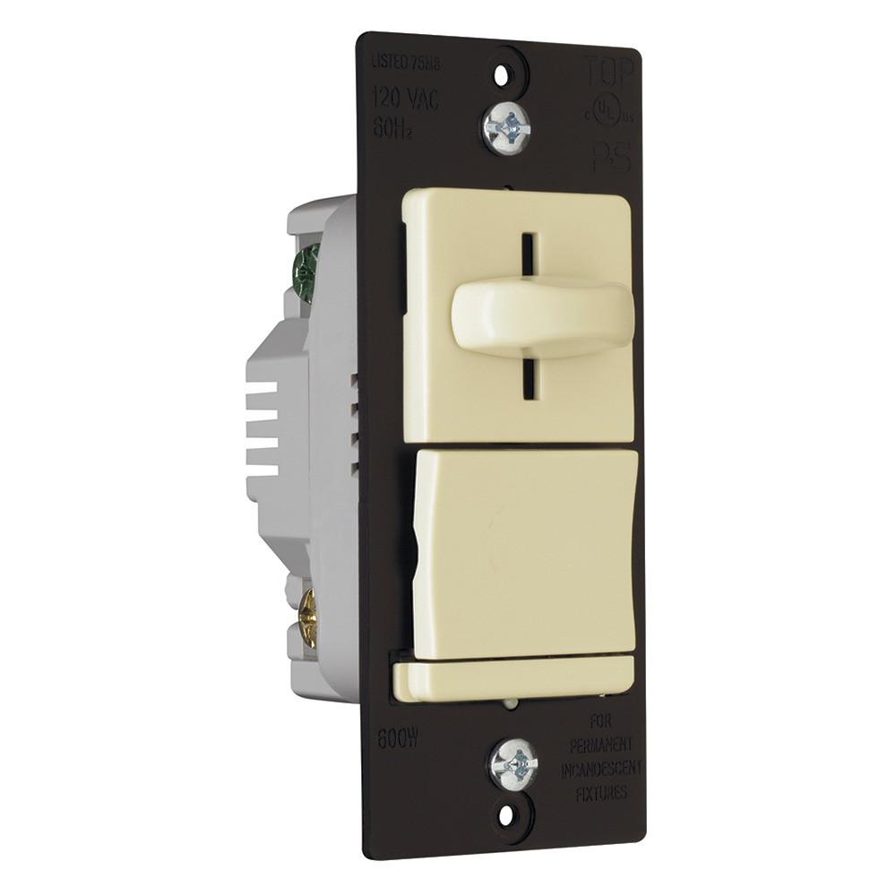 LS600PI LS TradeMaster Decorator Dimmer Switch, 120 VAC, 1 Poles, On/Off Operation, Ivory