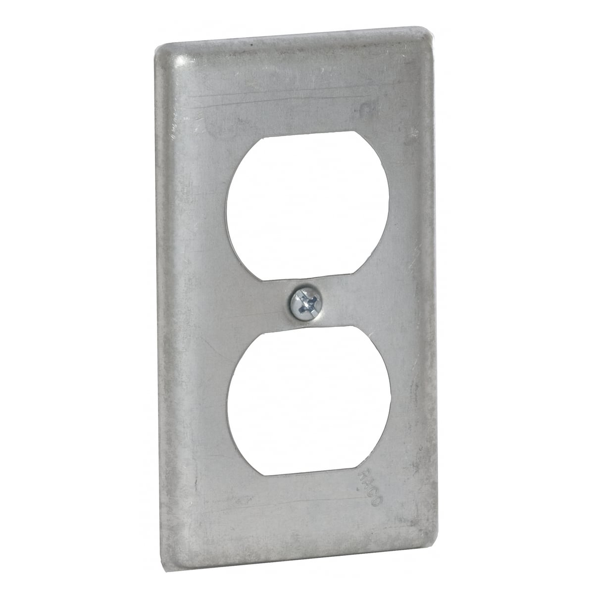 864 Flat Handy Box Cover, 4-3/16 in L x 2-5/16 in W x 0.22 in D, Duplex Receptacle Cover, Steel