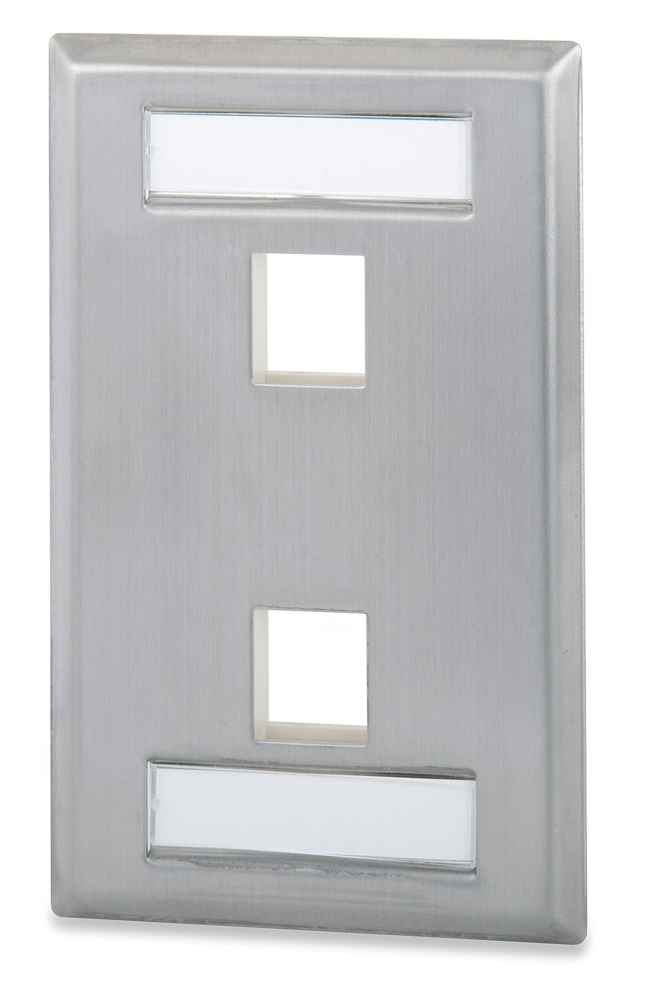 2-Port Single Gang S.Steel Faceplate with labeling window