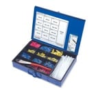 Sta-Kon Terminal Kit Plastic Carrying Case contains 12 different Sta-Kon Terminals, WT112M Hand Tool, Package of TY525M Cable Ties and a WM-0 THRU 9 Wire Marker Book