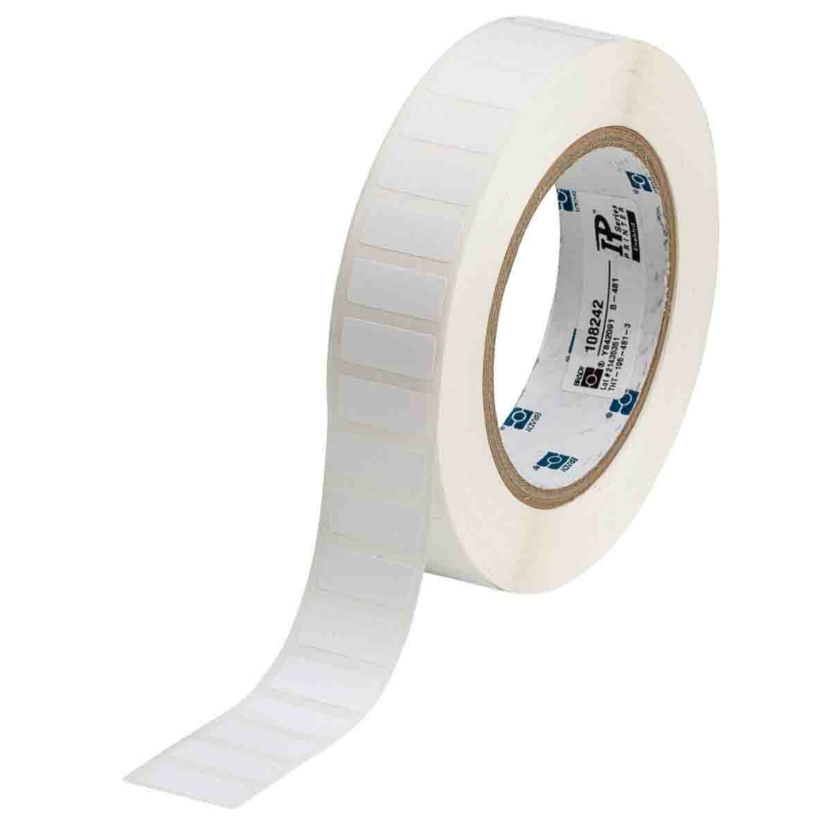 THT-195-481-3 Slide Label, 0.9 in L x 3/8 in W, Blank, White, Polyester
