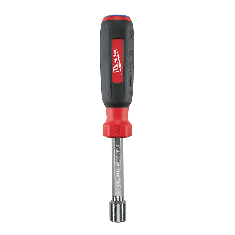 48-22-2536 HollowCore Magnetic Nut Driver, 10 mm, Hex Shank, Black/Red, Polished Chrome