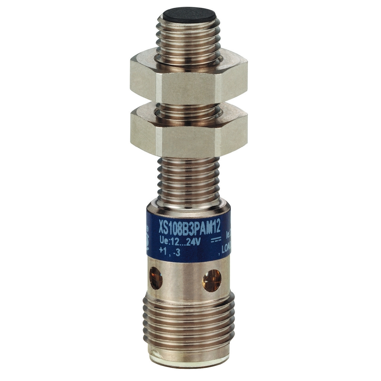 XS108B3PAM12 OsiSense XS Fixed Cylindrical Short Case Proximity Sensor With Reverse Polarity Protection, Inductive, PNP Output, 1NO Contact, 10 to 36/12 to 24 V DC