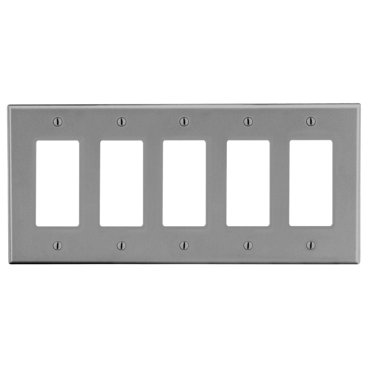P265GY Standard Wall Plate, 5 Gangs, 10.12 in W x 4.63 in H, Polycarbonate Thermoplastic, Gray