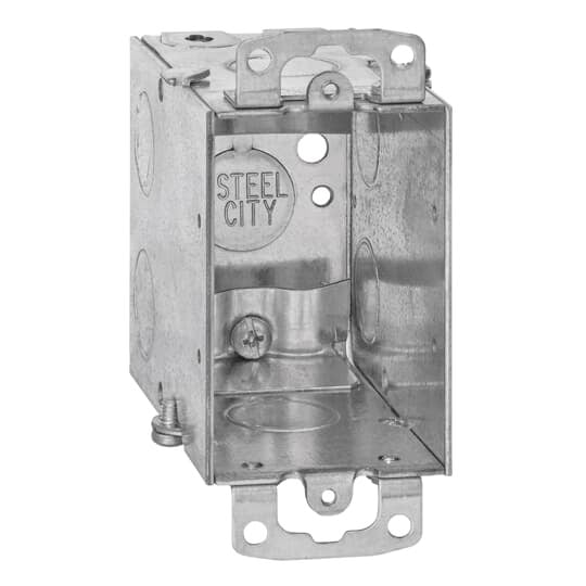 CXWOW Steel City Gangable Switch Box, Steel, 18 cu-in Capacity, 1 Gangs, 1 Outlets, 6 Knockouts, 2 in W x 3-1/2 in D x 3 in H