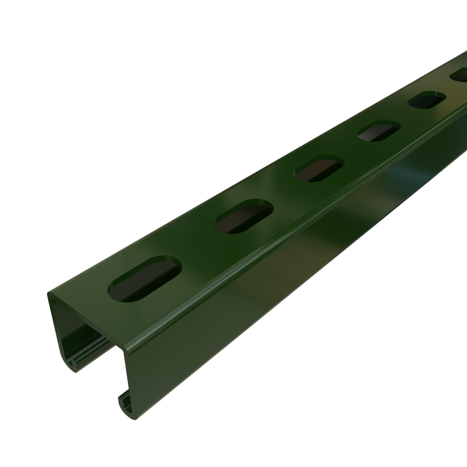 P3000T-10GR P3000 Slotted Channel, 10 ft L 1-5/8 in W 1-3/8 in D 12 ga THK, Low Carbon Steel, Perma-Green III, Domestic