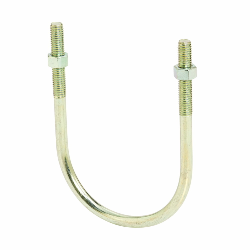 B501-1ZN Lightweight Threaded U-Bolt, 5/16-18 in Thread, 1 in L Stud, 1-7/8 in L Thread, 650 deg F Temperature Rating, 900 lb Load Capacity, For Use With Rigid Conduit/Iron Pipe, Carbon Steel