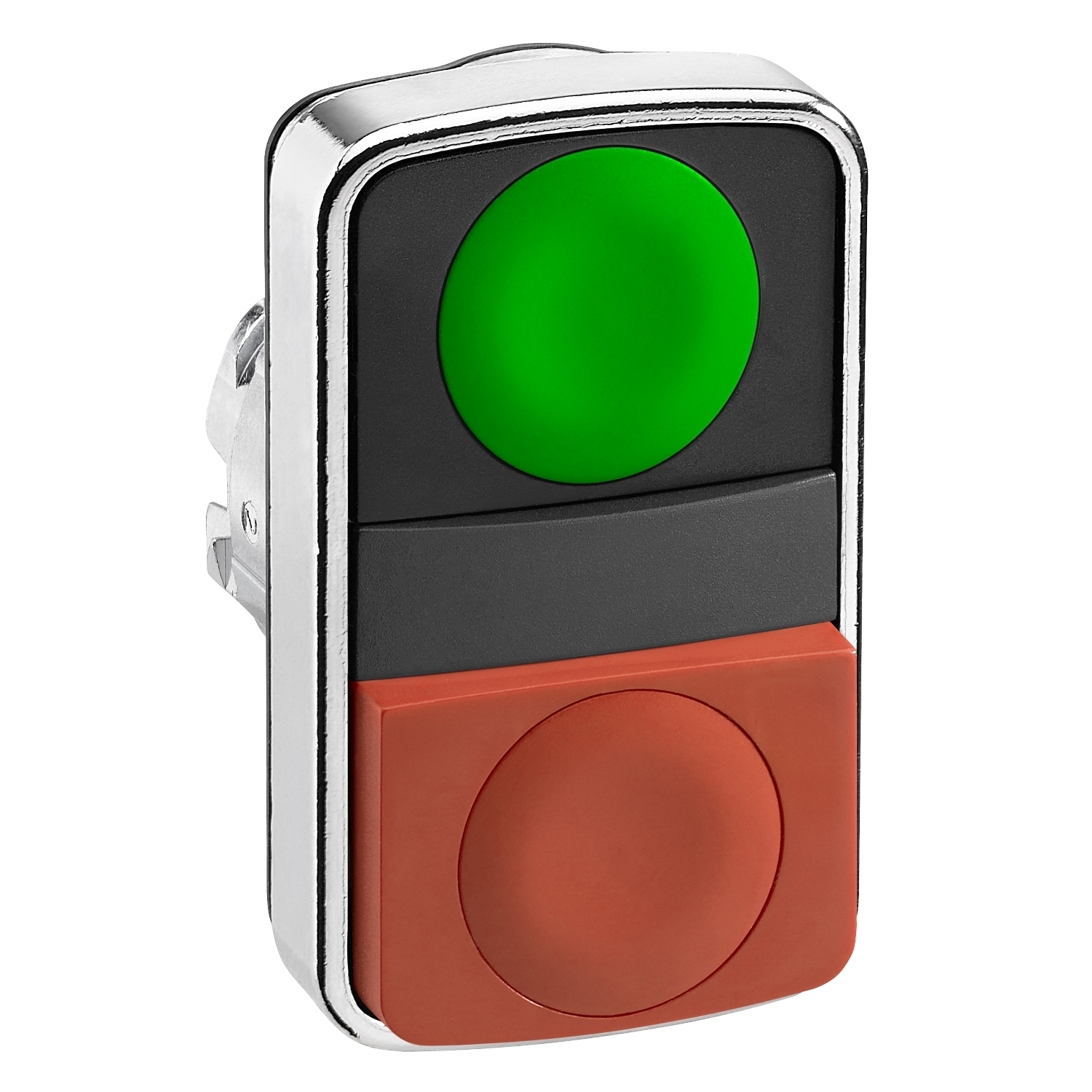 ZB4BL7340 Harmony Double Flush Projecting Momentary Non-Illuminated Standard Unmarked Pushbutton Head, 22 mm, Rectangle Shape, Metal, Green/Red