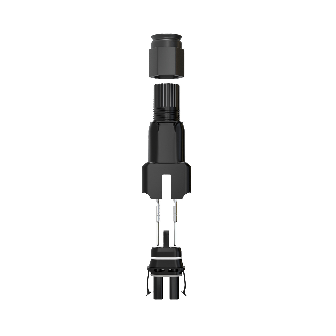 Male Field-wireable connector for Q Cable. Pack of 10 connector bodies with 25 Male MC4 Tool crimpable pins
