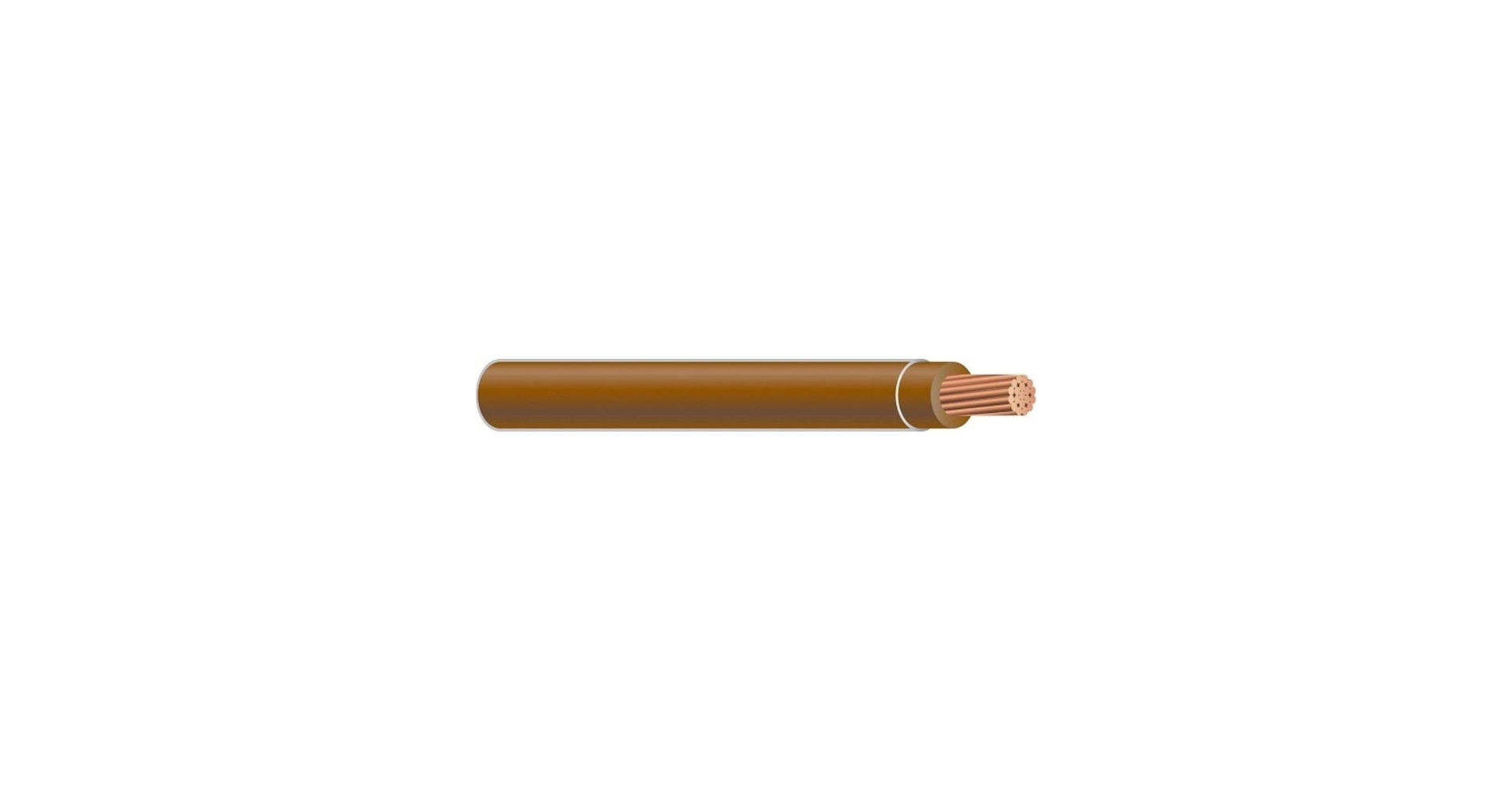 THHN Wire, 1 AWG, Brown, 19 Stranded, Copper Conductor, 2500 Foot Reel