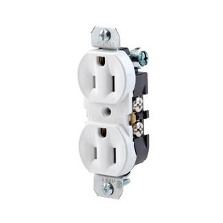5320-4I Duplex Grounding Straight Blade Receptacle, 125 V AC, 15 A, 2 Poles, 3 Wires, Ivory