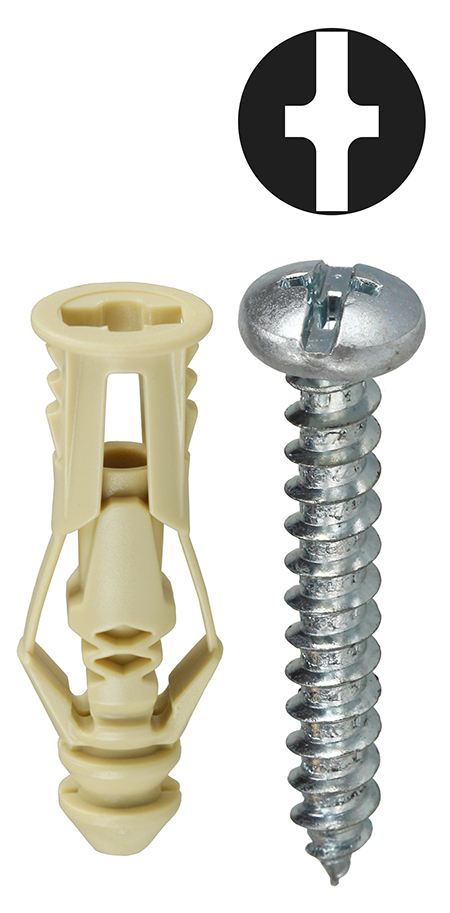 TG6KTP Hollow Triple Grip Wall Anchor Kit, 201 Pieces, Nylon
