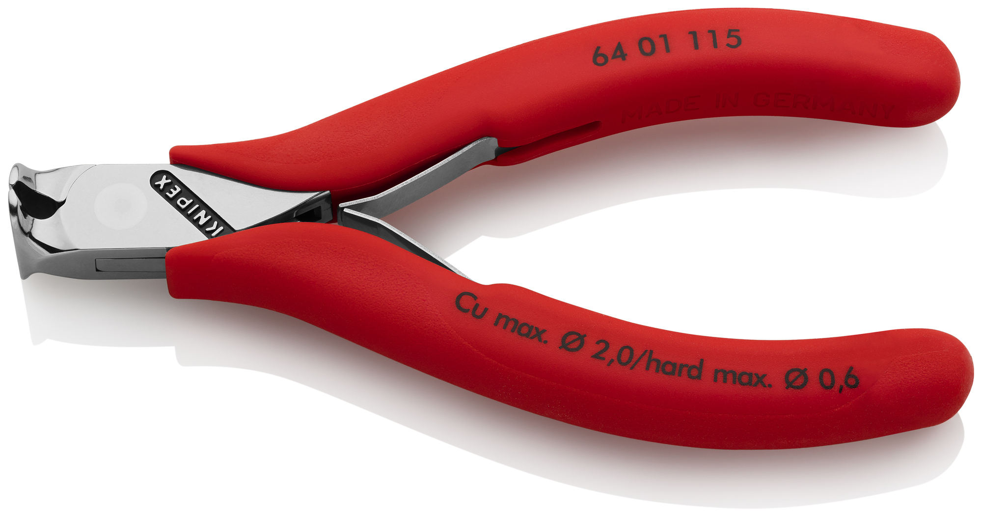 Electronics End Cutting Nippers, 4 1/2 in., Plastic Coating, Polished, Semi-flush with Small Bevel Cut, End Cutter Head, Up to 1/64 in. Hard Wire, 90°