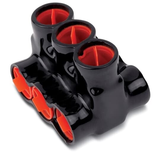 AMTD50043 Blackburn 3-Port Double Sided Insulated Multi-Port Connector, 4 AWG to 500 kcmil Aluminum/Copper Conductor, 3/8 in Hex Screw Installation, Aluminum