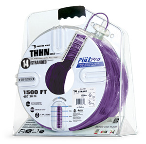 106100710458 PullPro Copper THHN Wire, 14 AWG, Stranded, Purple, 1500 ft