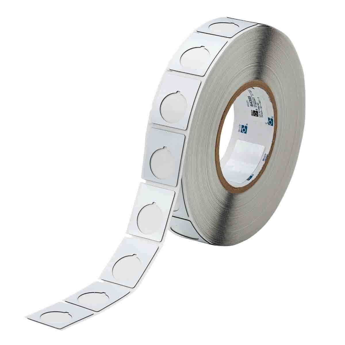 THTEP-167-593-.5 Rectangular Raised Panel Pushbutton Label, 1-1/2 in L x 1.2 in W, Colored Blank Legend, White, B-593 Polyester, 500 per Roll Labels