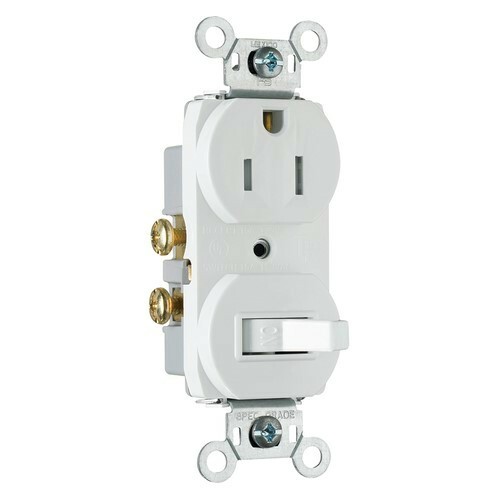 671TRW 20 Amp, 120|125V Combination Single-Pole Switch and Single Receptacle, White
