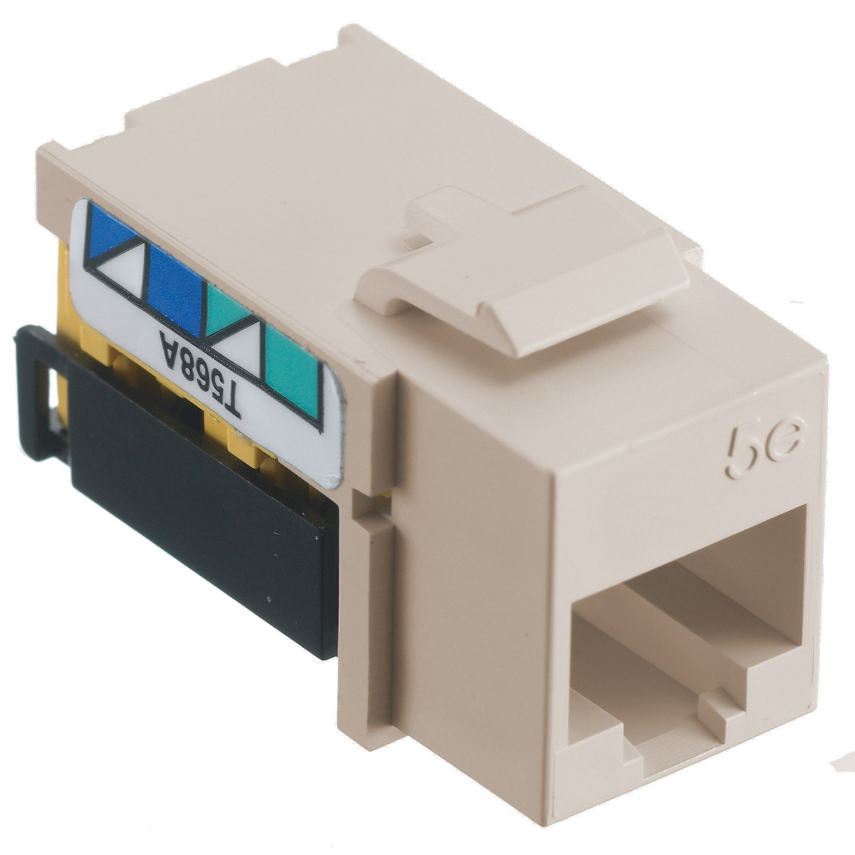NSJ5EAL 8-Position Standard Universal A/B Modular Jack, Cat 5e Module, Screw Mount, Almond