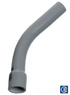 PVC Elbow with Belled End, 1-1/4 inch, 45 Degree Bend Angle, Standard Bend Radius, Schedule 40