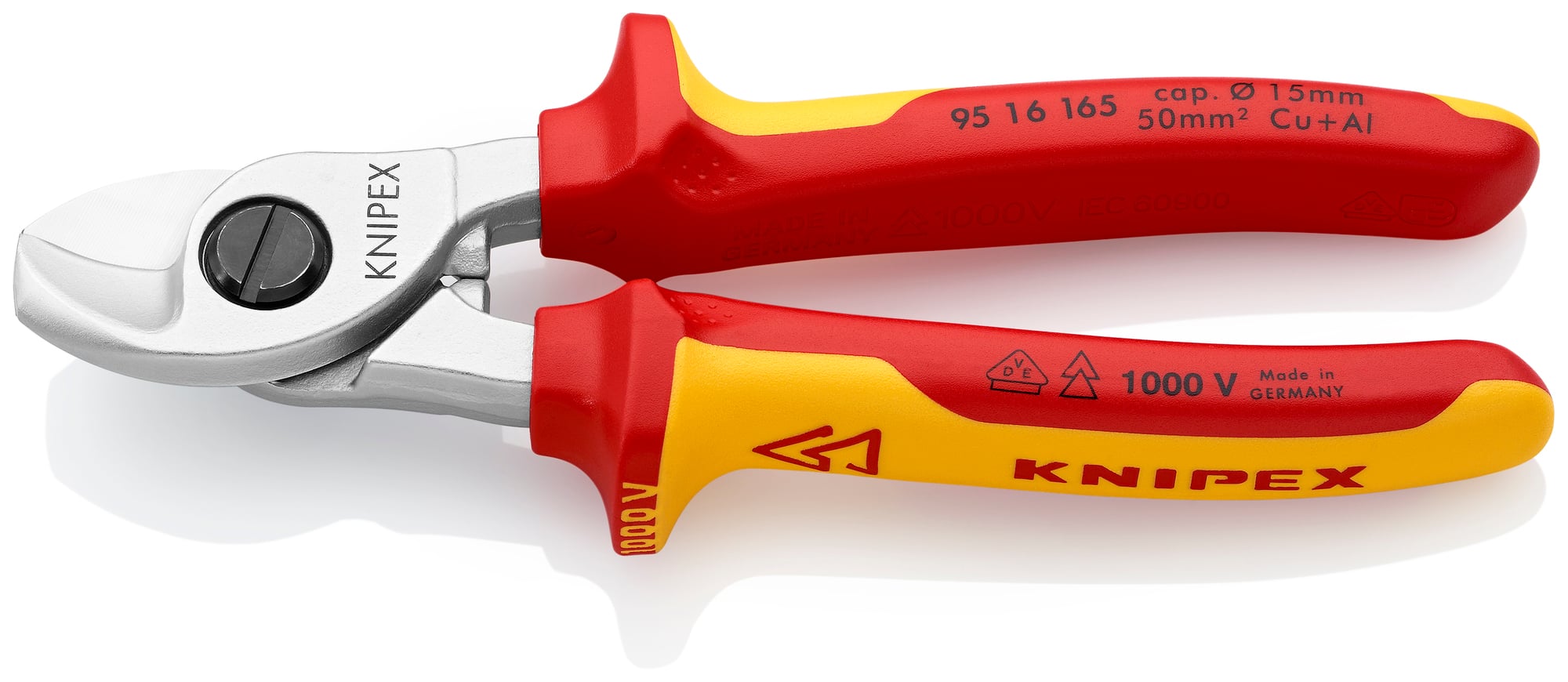 Cable Shears-1000V Insulated, 6 1/2 in., Multi-component, VDE, Chrome Plated