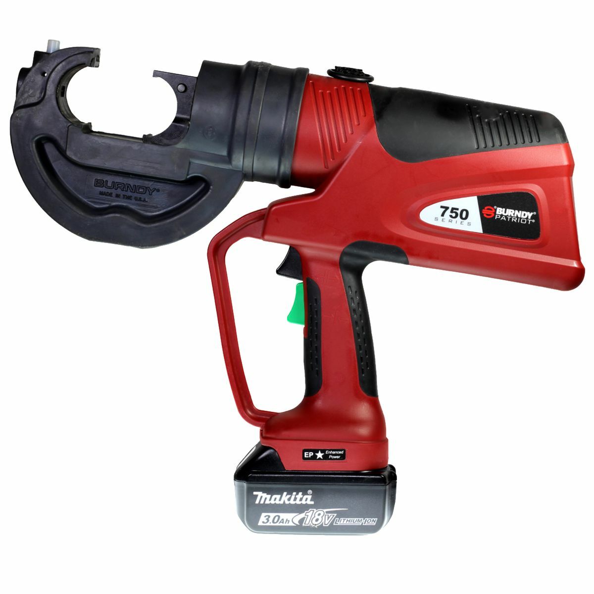 PAT750CLI C-Head Battery Actuated Self-Contained Hydraulic Crimping Tool, 14 AWG to 750 kcmil Copper Crimping, 12 ton Crimping, 14.9 in OAL