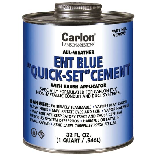 VC9992 Carlon All Weather Medium Conduit Cement, 32 oz Can, Liquid Form, Blue