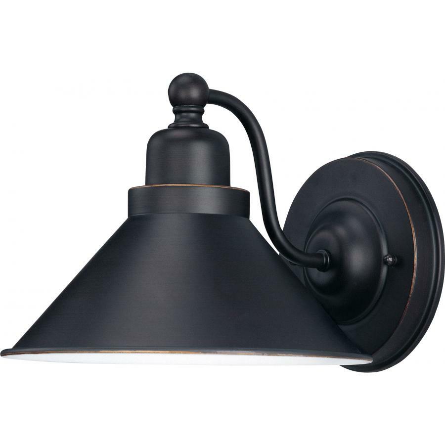 60-1709 Nuvo Bridgeview Transitional Light Sconce Fixture, (1) A19 Lamp, 120 V AC, Mission Dust Bronze Housing