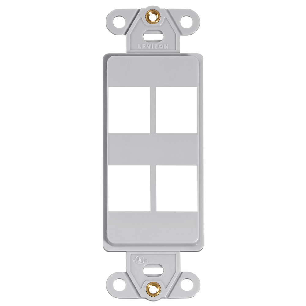 41644-GY Decora QuickPort Multimedia insert, 4 Ports, Fastened Mount, Gray