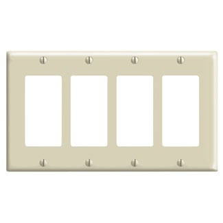 80412-I Decora Standard Size Wall Plate, 4 Gangs, 8.18 in W x 4.5 in H, Thermoset, Ivory