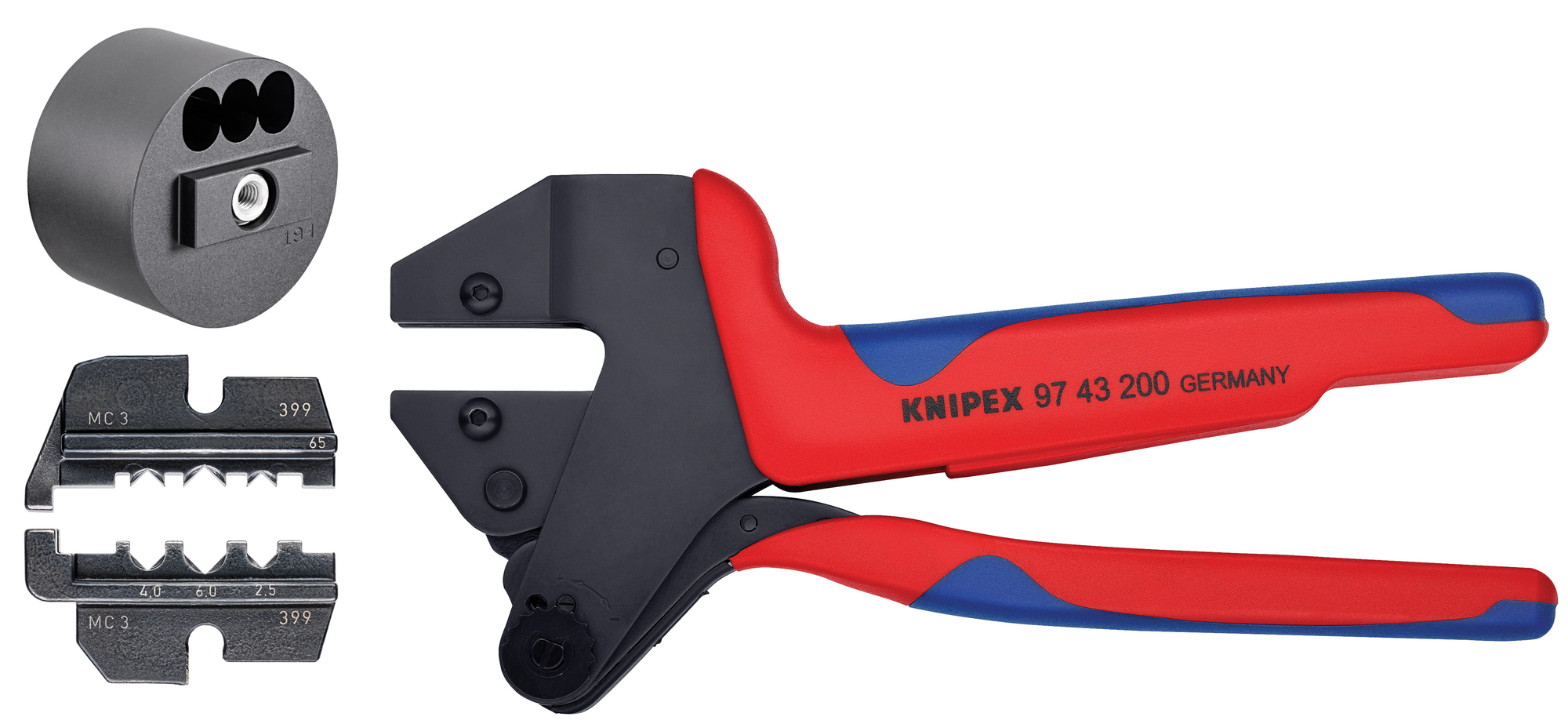 Crimp System Pliers (97 43 200) & Crimp Die: Solar Connectors for MC3 Multi Contact (97 49 65) & Locator For 97 49 65 (97 49 65 1) Packaged In A Protective Plastic Case, 10 1/2 in.