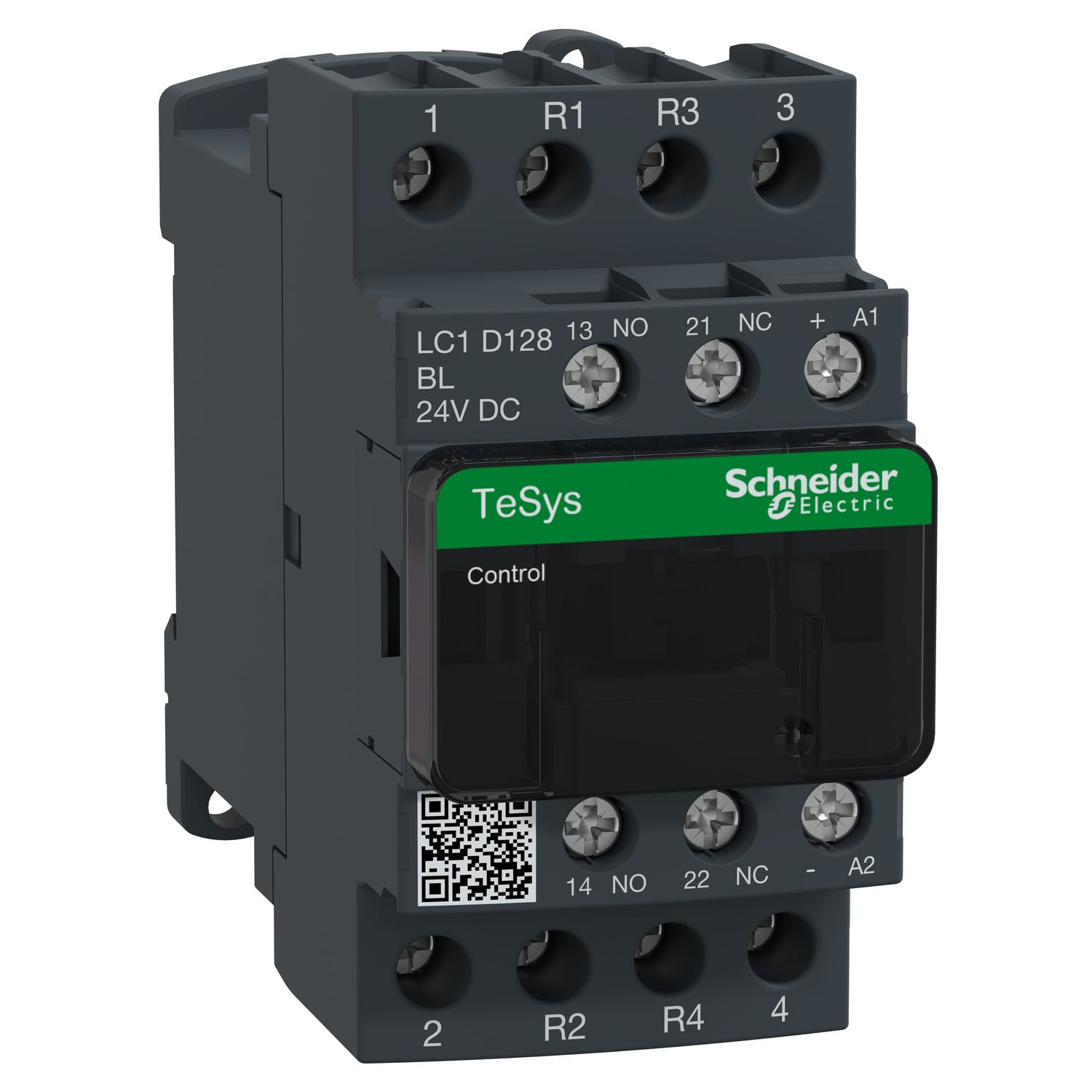LC1D128BL TeSys D LC1D Non-Reversing IEC Contactor With Safety Cover, 24 V DC V Coil, 25 A, 2NO-2NC Contact, 4 Poles