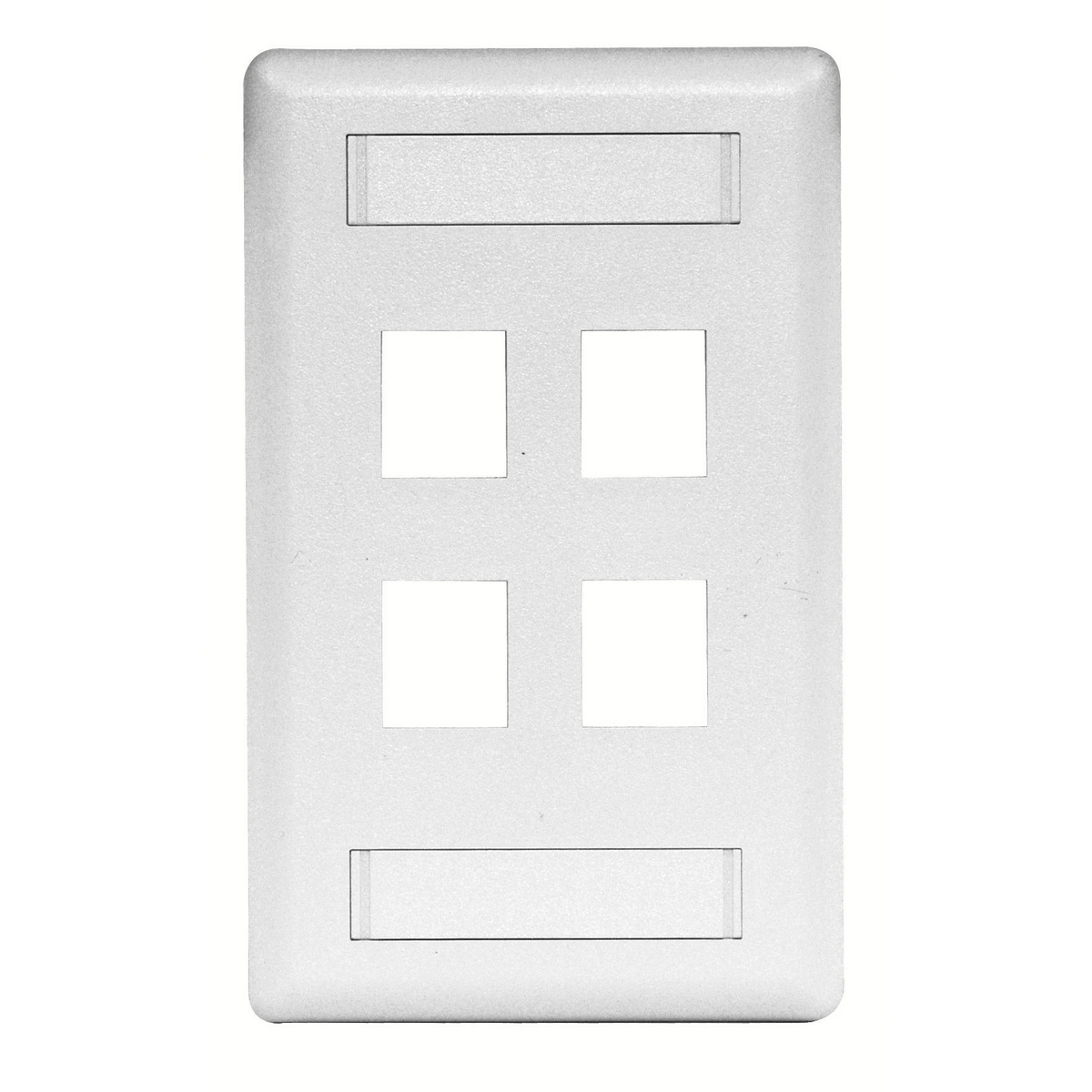 IFP14W Molded Rear Load Standard Keystone Faceplate, 1 Gangs, 4 Ports, Phone/Data/Multimedia Module, Fastened Mount, High-Impact Thermoplastic