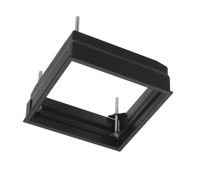SFM3SQ/163B Square Flangeless Adaptor, For Use With Square Adjustable Bevel Downlight or Wallwash, 3 in Aperture Size 3-1/4 in Reflector and 1/2 to 1-3/4 in THK Ceiling, Black