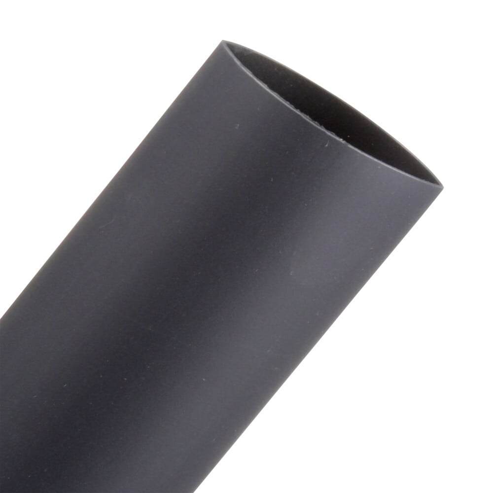 7100029979 Thin Wall Heat Shrink Tube, 1 in ID Expanded, 1/2 in ID Recovered, 0.035 in THK Wall Recovered, 50 ft L, Polyolefin, Black