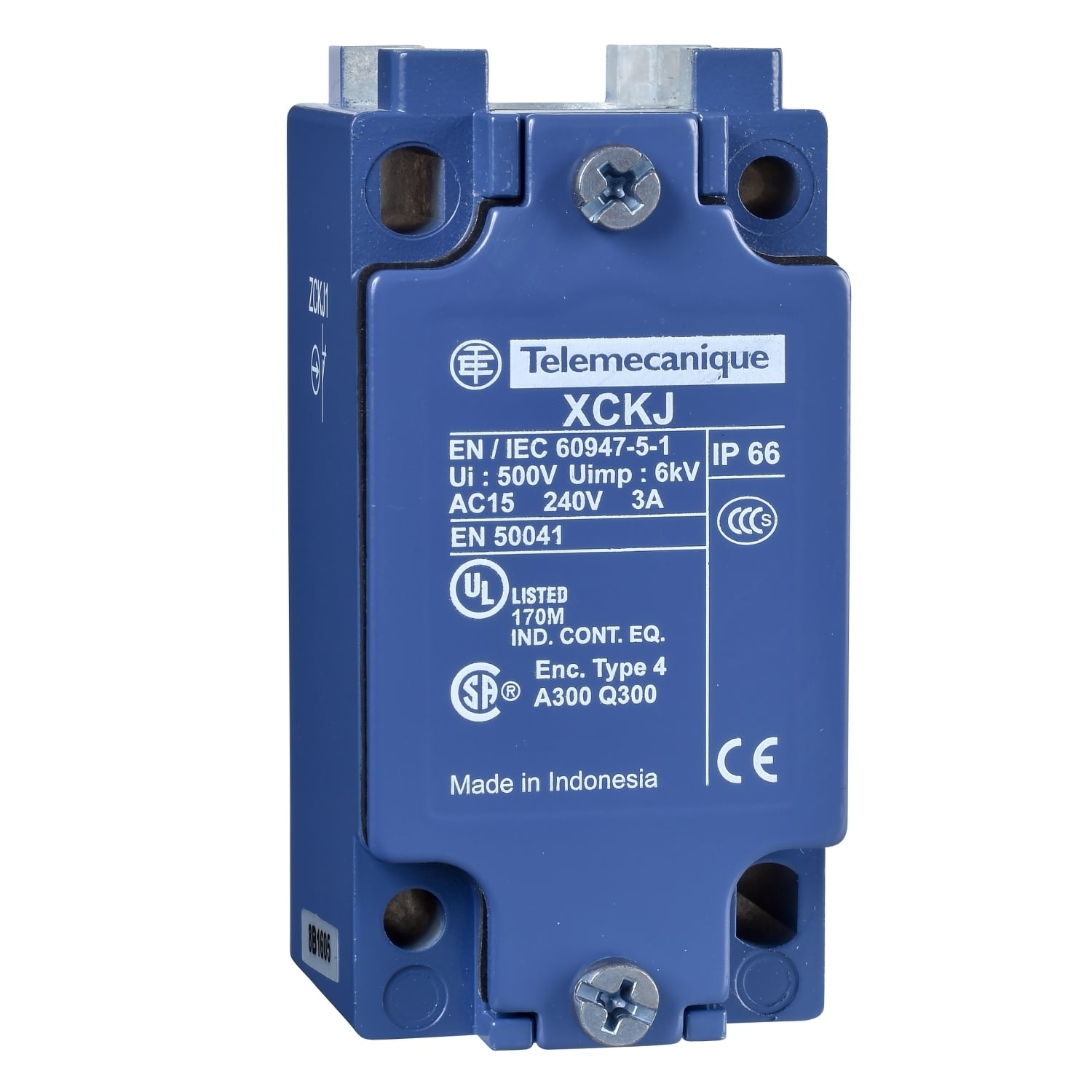 ZCKJD39H7 OsiSense 3-Pole Fixed Limit Switch Body With XCKJ Standard Format Limit Switch, 1NO-2NC Contact, For Use With XCKJ Standard Format Limit Switch, 1.5 A at 240 V AC, 0.1 A at 250 V DC Contact, IP66/IK05 Enclosure