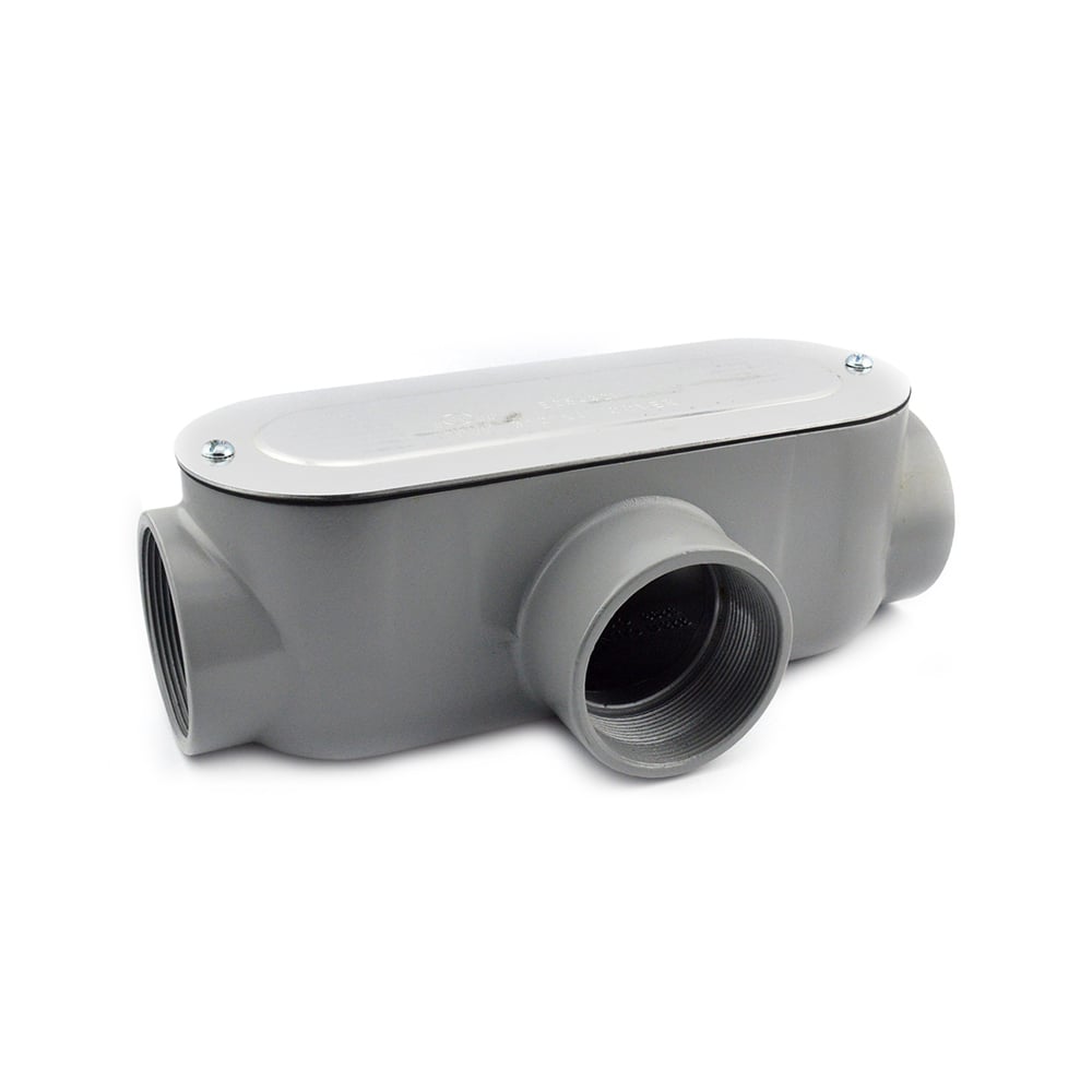 T-49CG Bridgeport 5 Series Type T Conduit Body With Cover, Gasket, 3-1/2 in Hub, 85 Form, 323 cu-in Capacity, Die Cast Aluminum, Enamel Painted