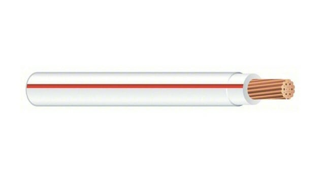 THHN Wire, 12 AWG, White/Red, Stranded, Copper Conductor, 500 Foot Reel